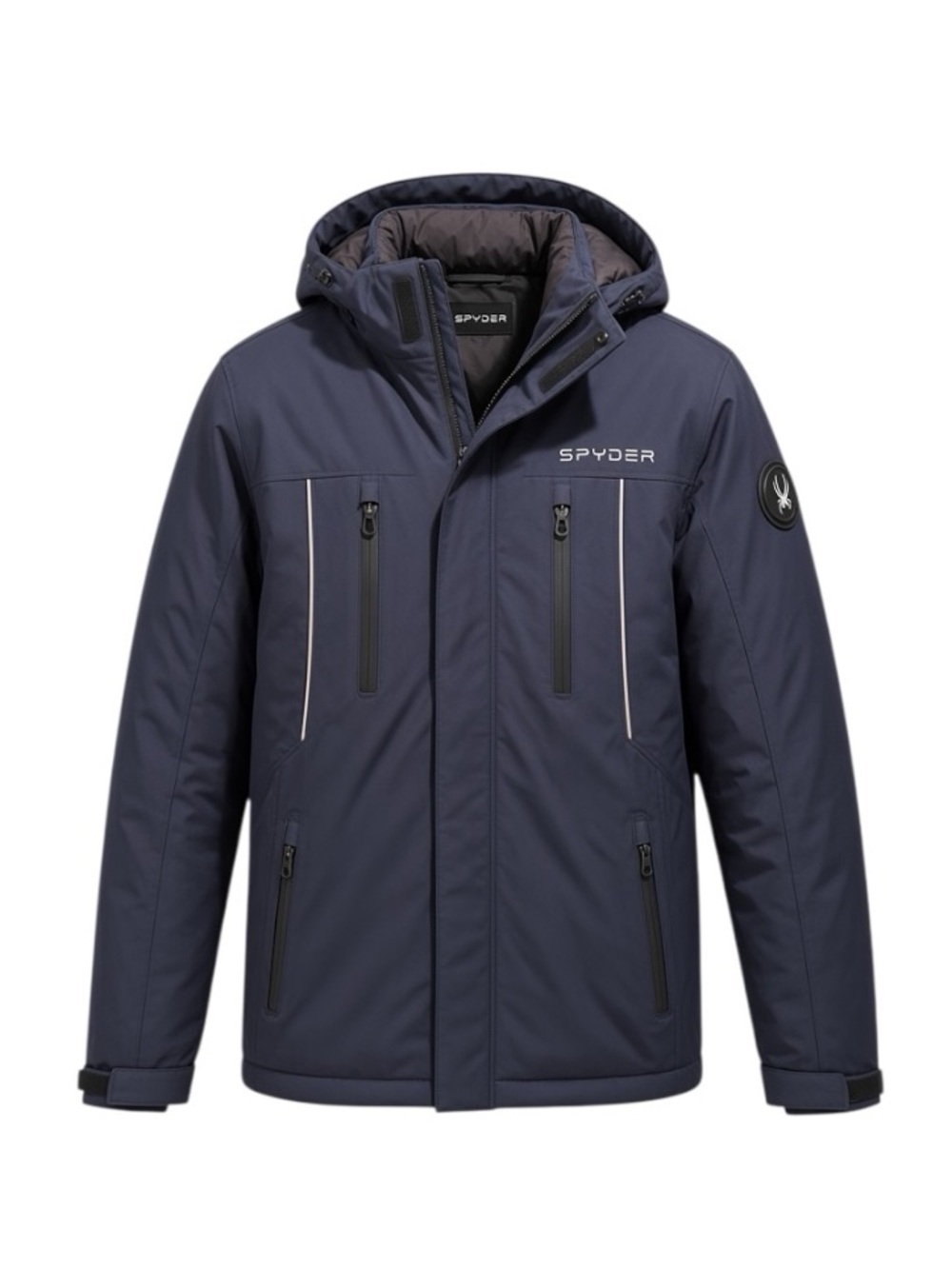 Spyder Men's Navy Blue Hooded Ski Jacket